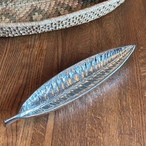 Silver Leaf-Shaped Decorative Tray